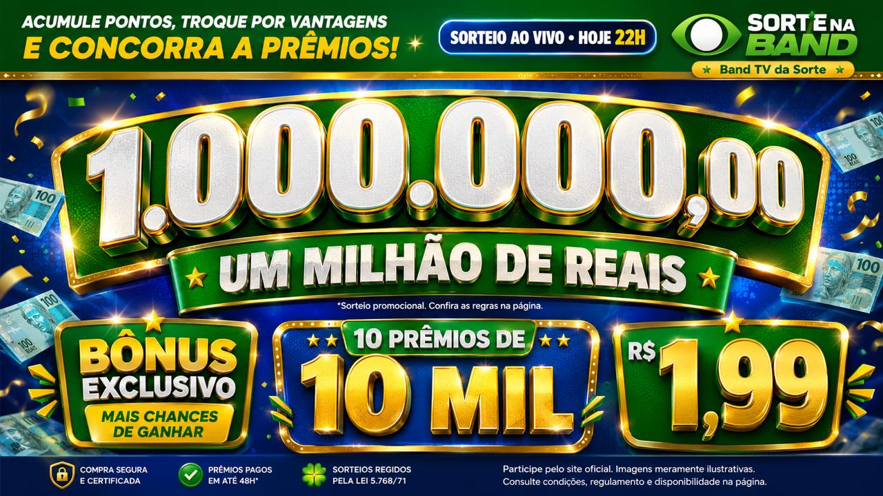Banner Band Sorteios de um milhão de reais